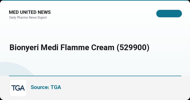 اطلاعیه TGA درباره کرم Medi Flamme (Bionyeri)