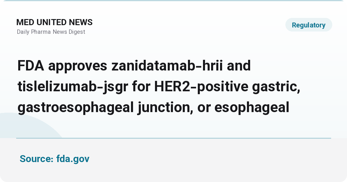 تأیید FDA برای Ziihera با و بدون Tevimbra در سرطان HER2 مثبت معده